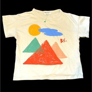 Bobo Choses Green Tee with Colorful Mountain Design